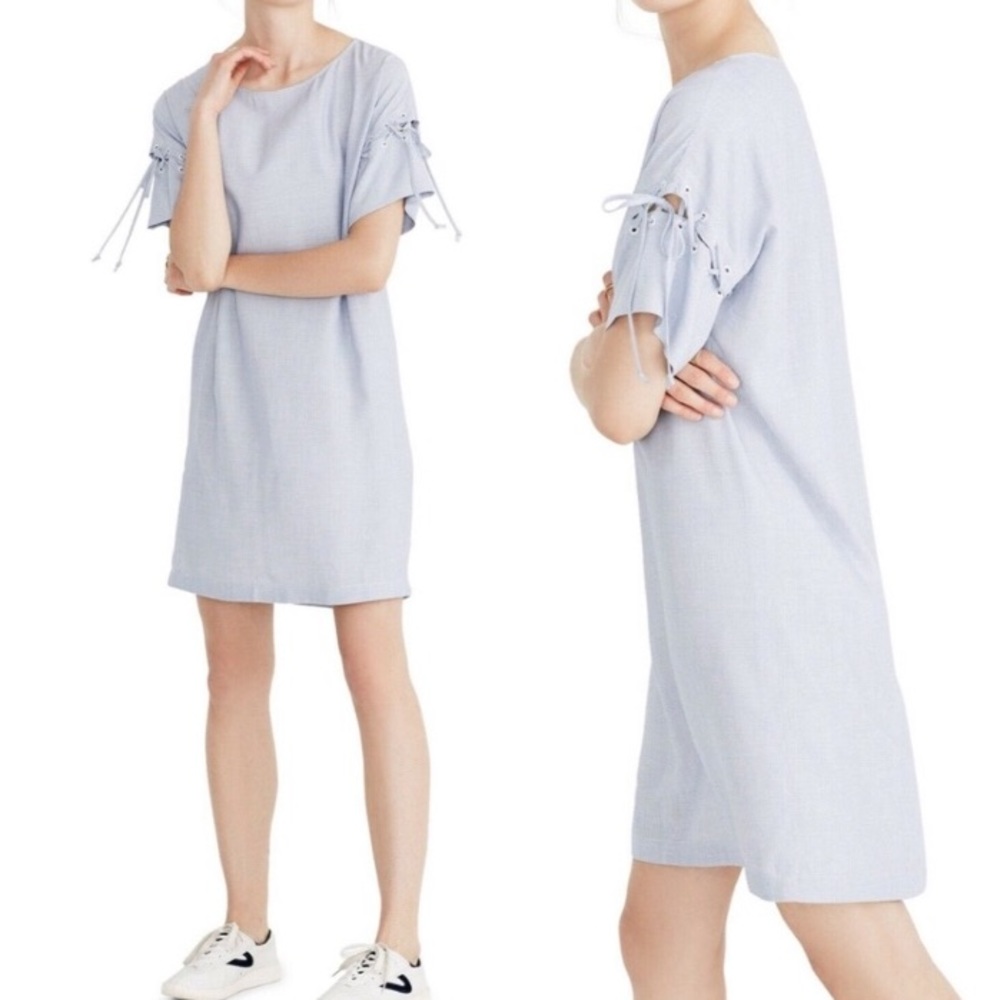 Madewell Light Blue Tie-Sleeve Shift Dress